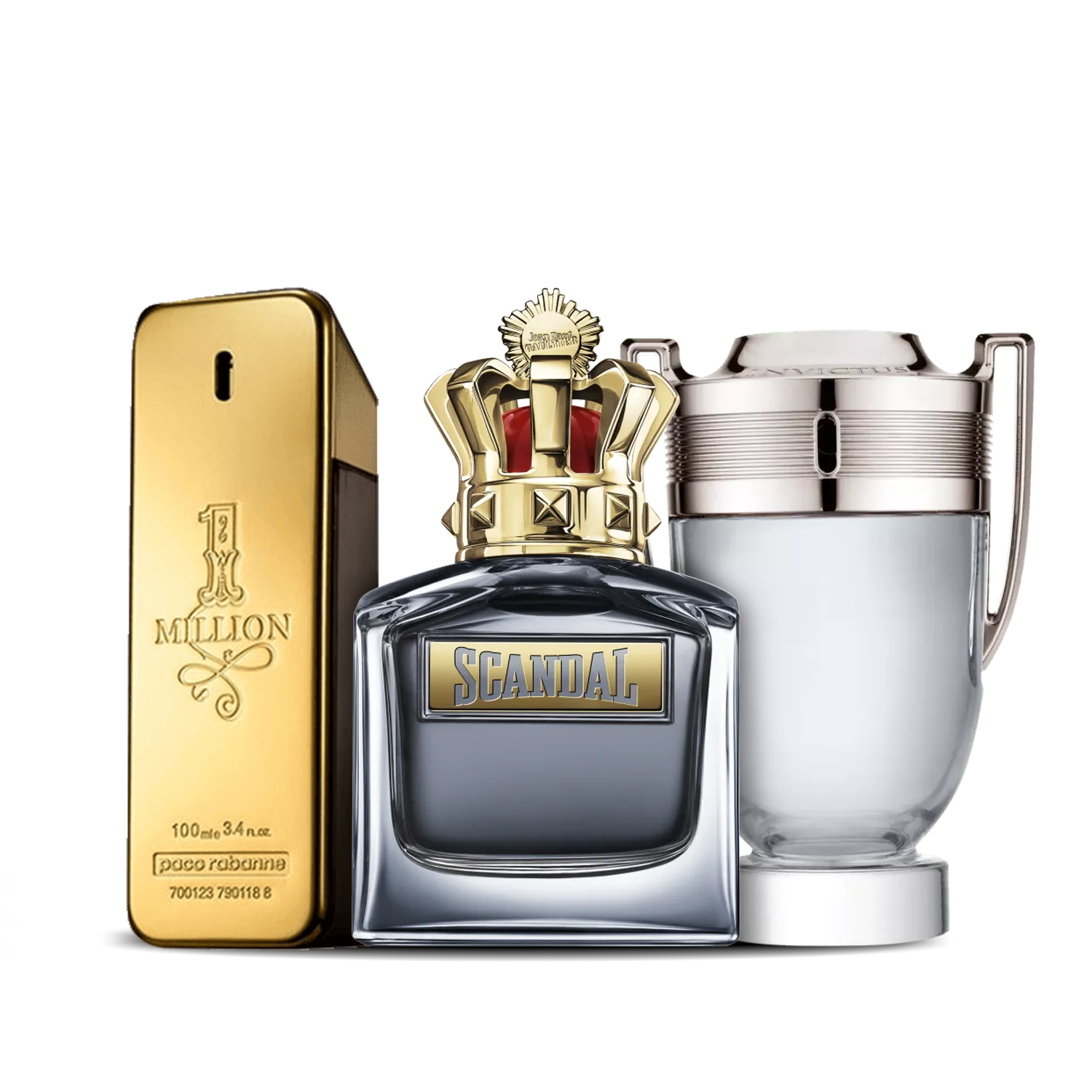 Conjunto de 3 Perfumes | Invictus + Scandal Men + One Million 100 ml