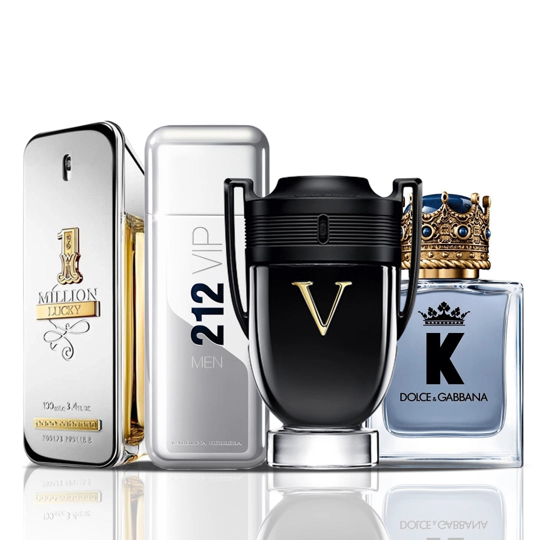 Conjunto de 4 Perfumes | 1 Million Lucky + 212 VIP Men + Invictus Victory + Dolce & Gabbana K 100 ml